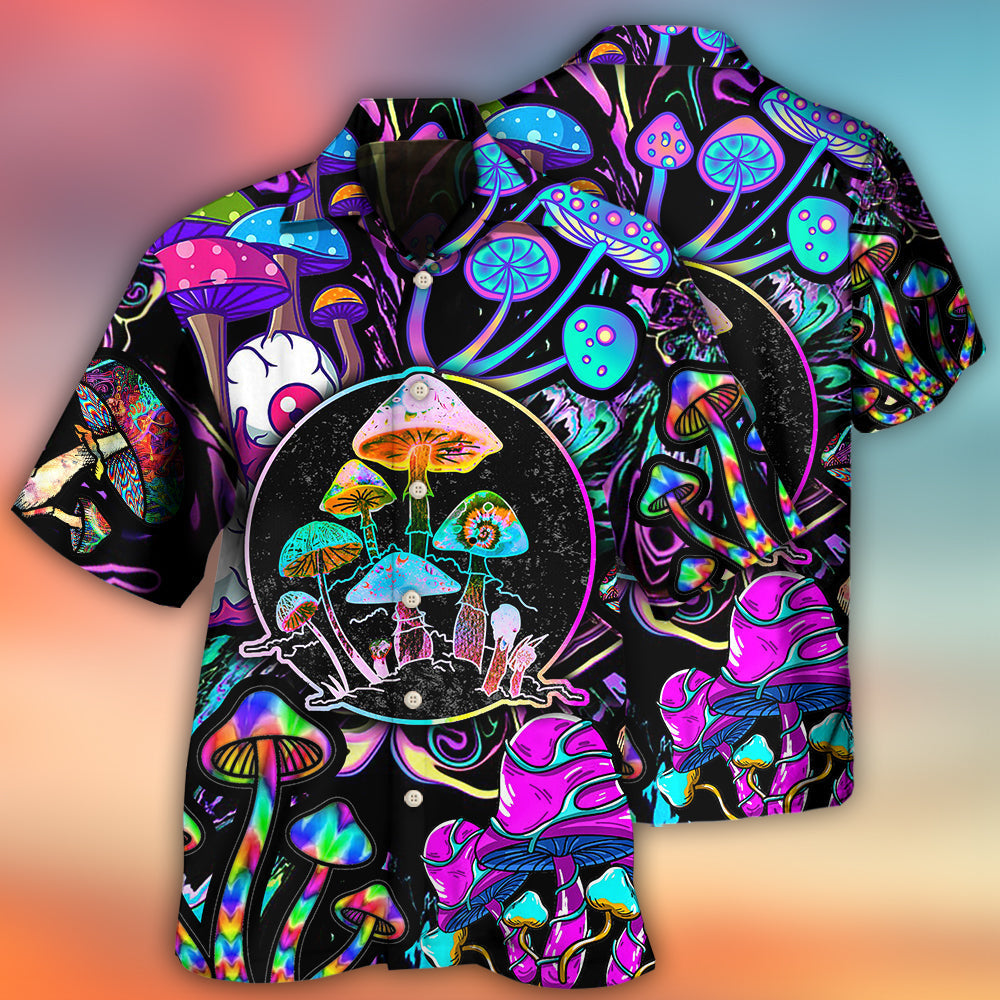 Hippie Mushroom Colorful Neon Psychedelic - Hawaiian Shirt