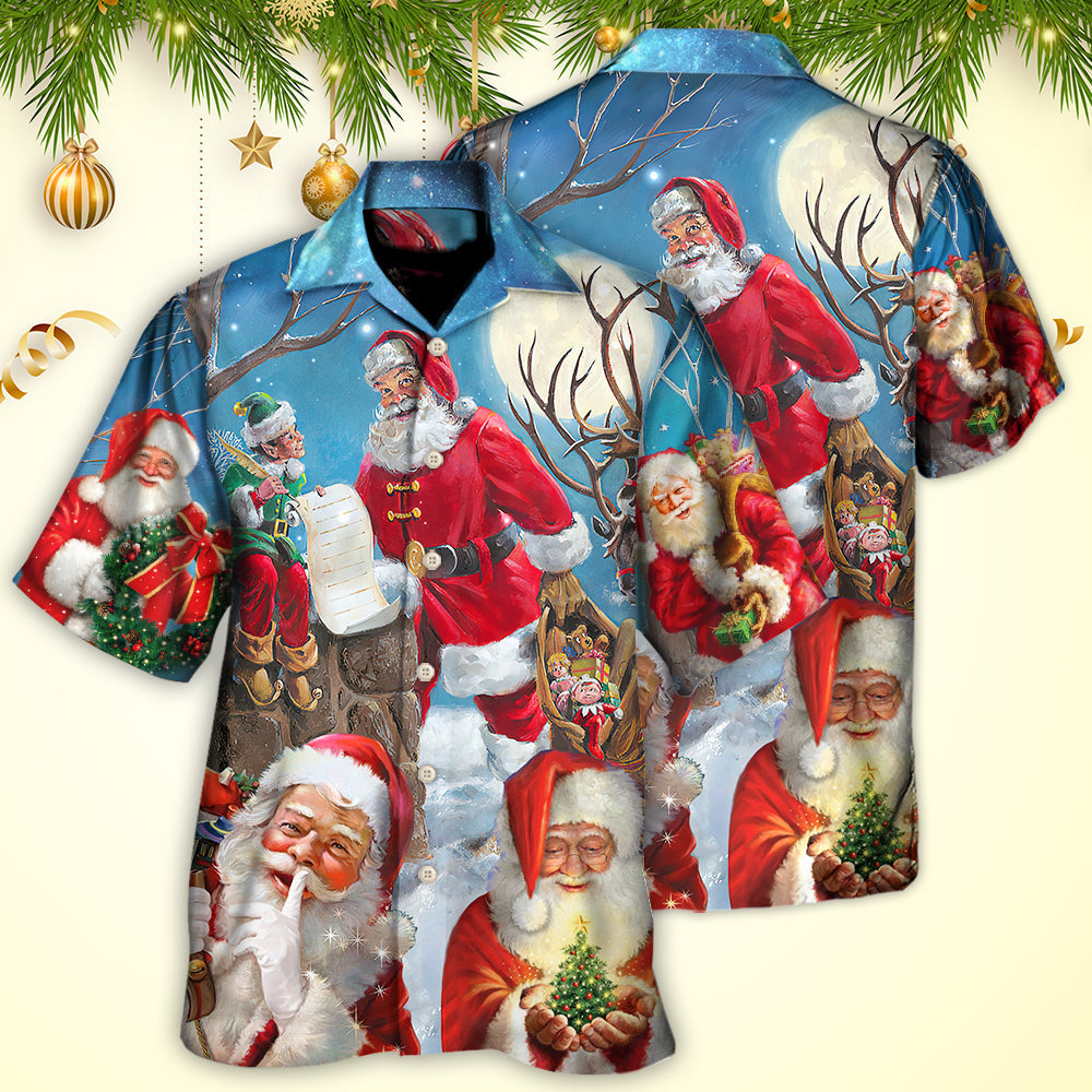 Funny Santa Elf Christmas Blue Sky Art – Hawaiian Shirt