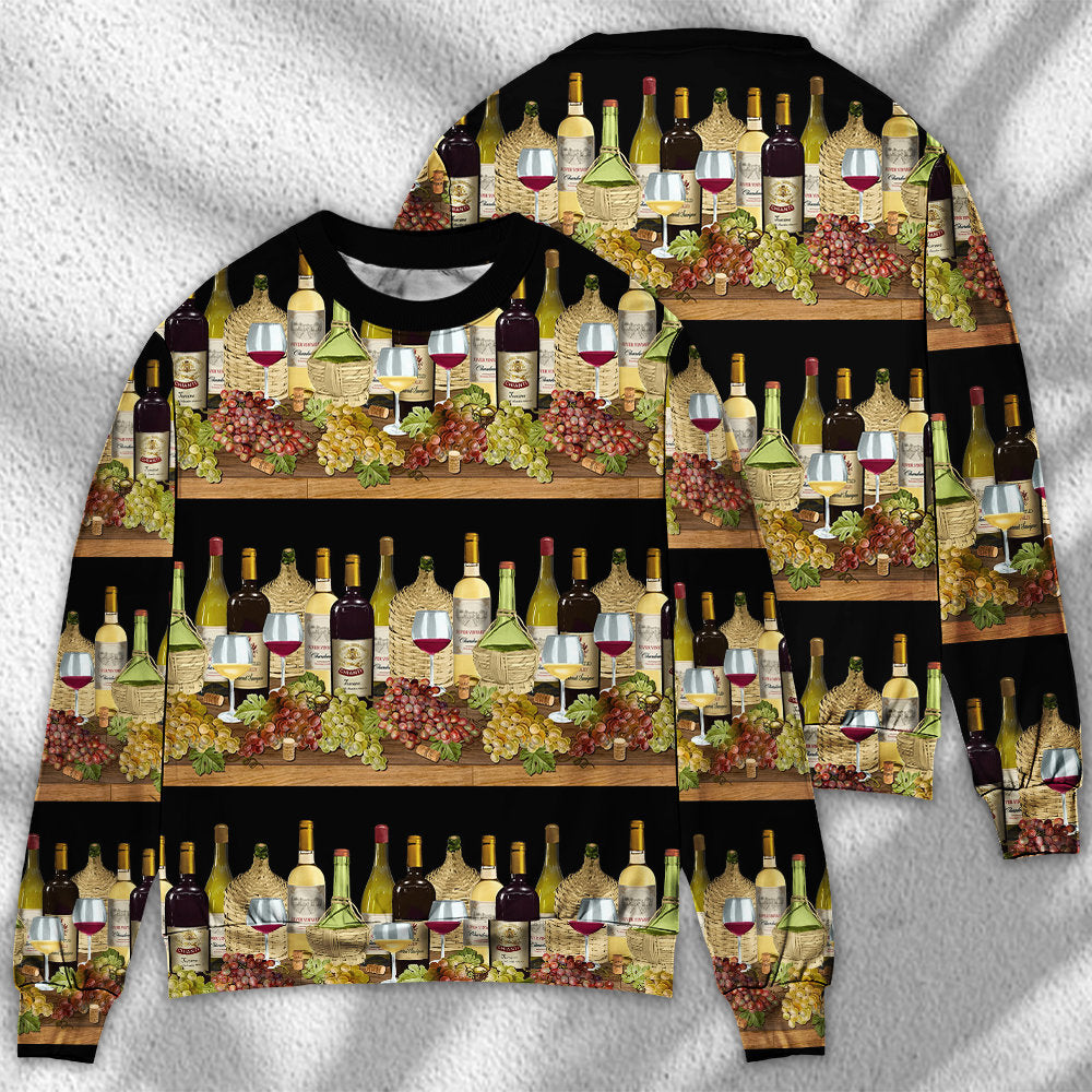 Wine Tasting Border Stripe Style – Sweater - Ugly Christmas Sweater
