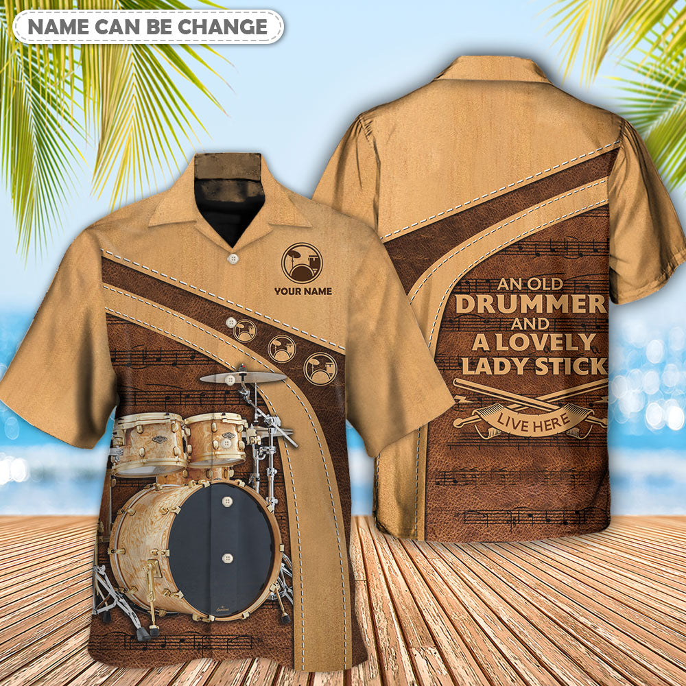 Old Drummer And Lovely Lady Art Personalized - Hawaiian Shirt