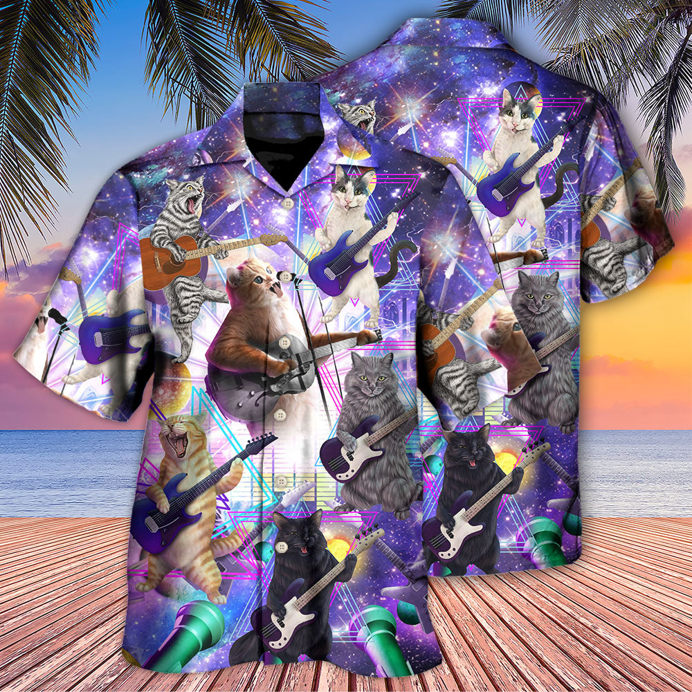 Cat Playing Guitar Galaxy Music - Hawaiian Shirt