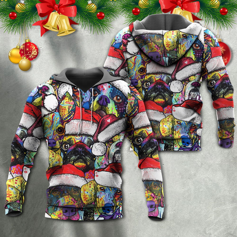Christmas Dog Colorful Art With Love - Hoodie
