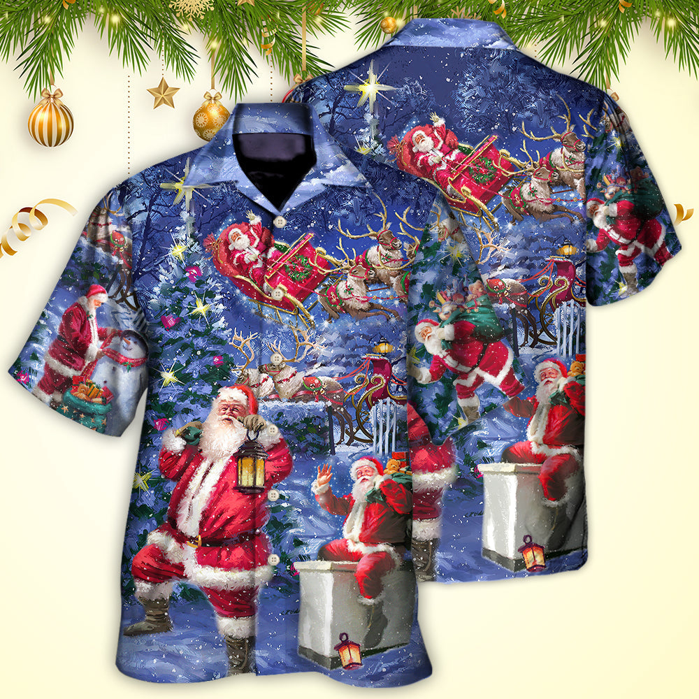 Christmas Santa Relaxing Festive Light Art – Hawaiian Shirt