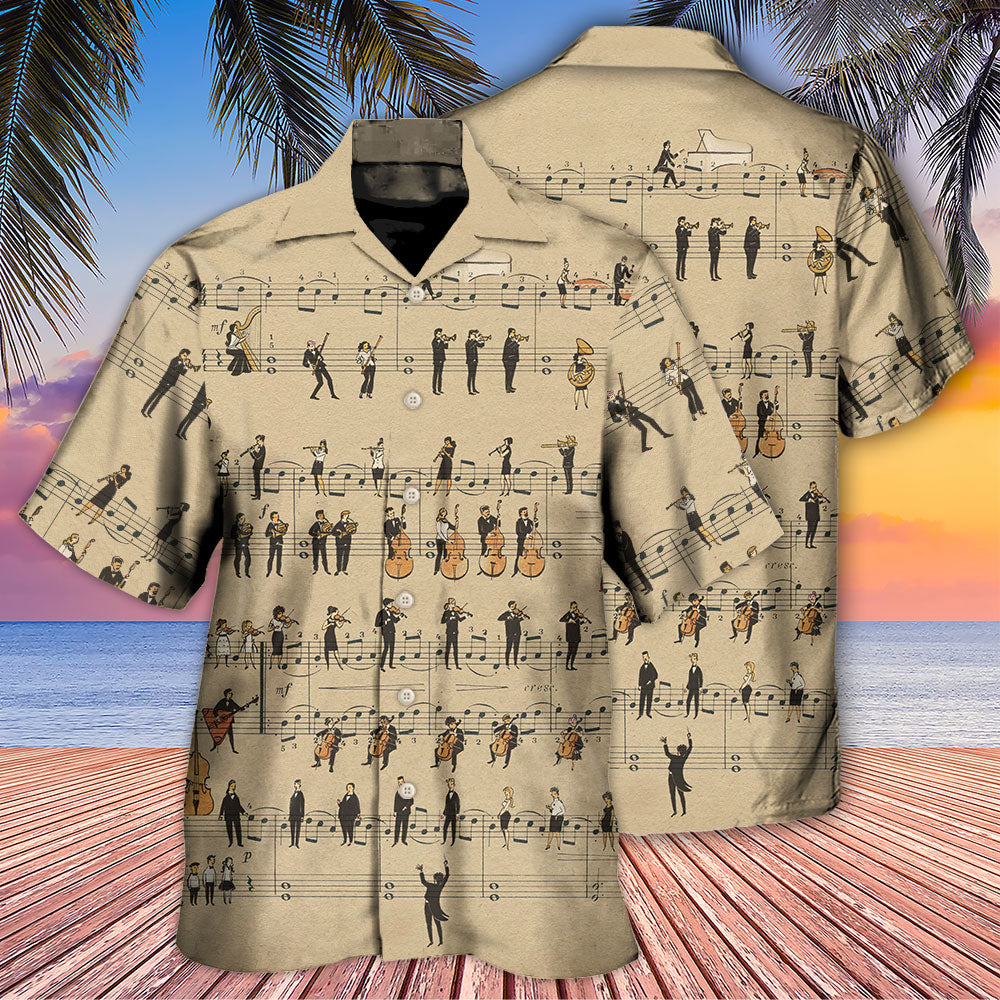Retro Music Notes Music Lover - Hawaiian Shirt