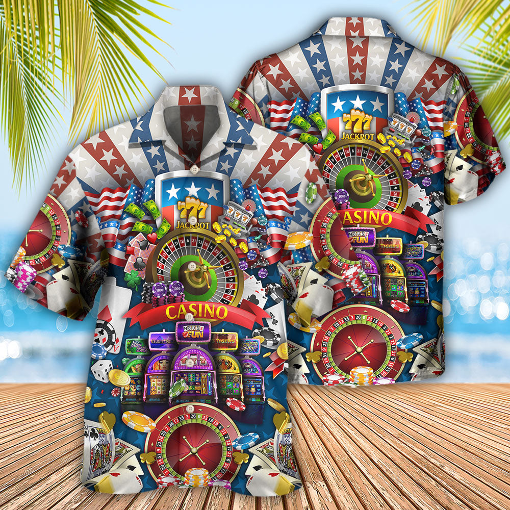 Poker And USA Flag Casino Lover - Hawaiian Shirt