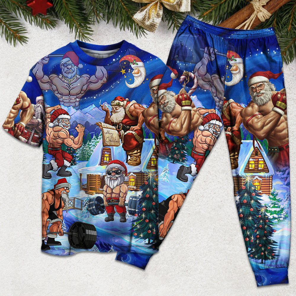 Christmas Merry Christmas Santa Stronger - Pajamas Short Sleeve - Owls Matrix LTD
