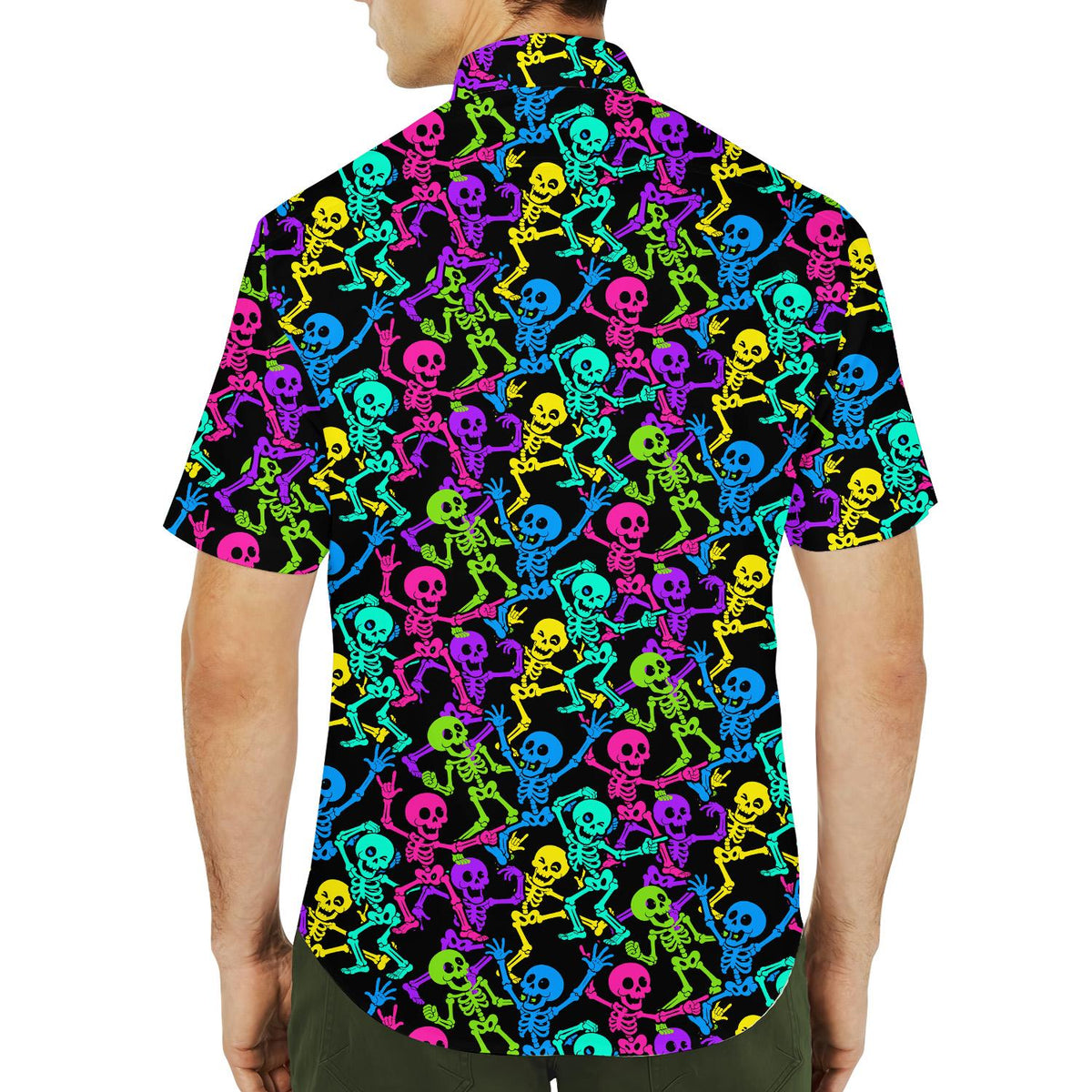 Colorful Dancing Skeleton Neon Spooky Halloween – Hawaiian Shirt