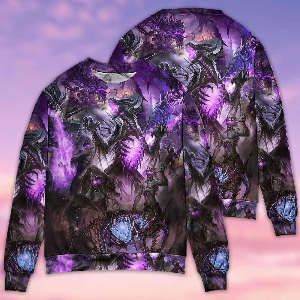 Skull Dragon Love Life Purple Art – Sweater - Ugly Christmas Sweater