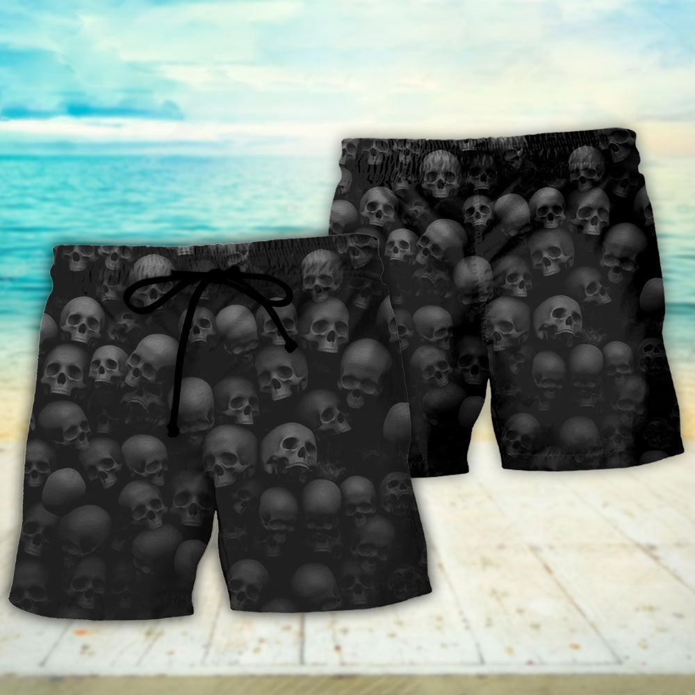 Skull Dark Rebellion Quote Art – Beach Short