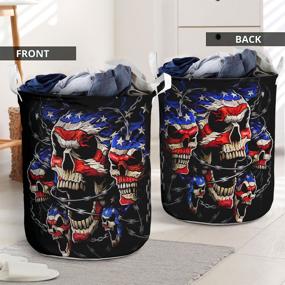 Skull Love America Forever - Laundry Basket - Owls Matrix LTD