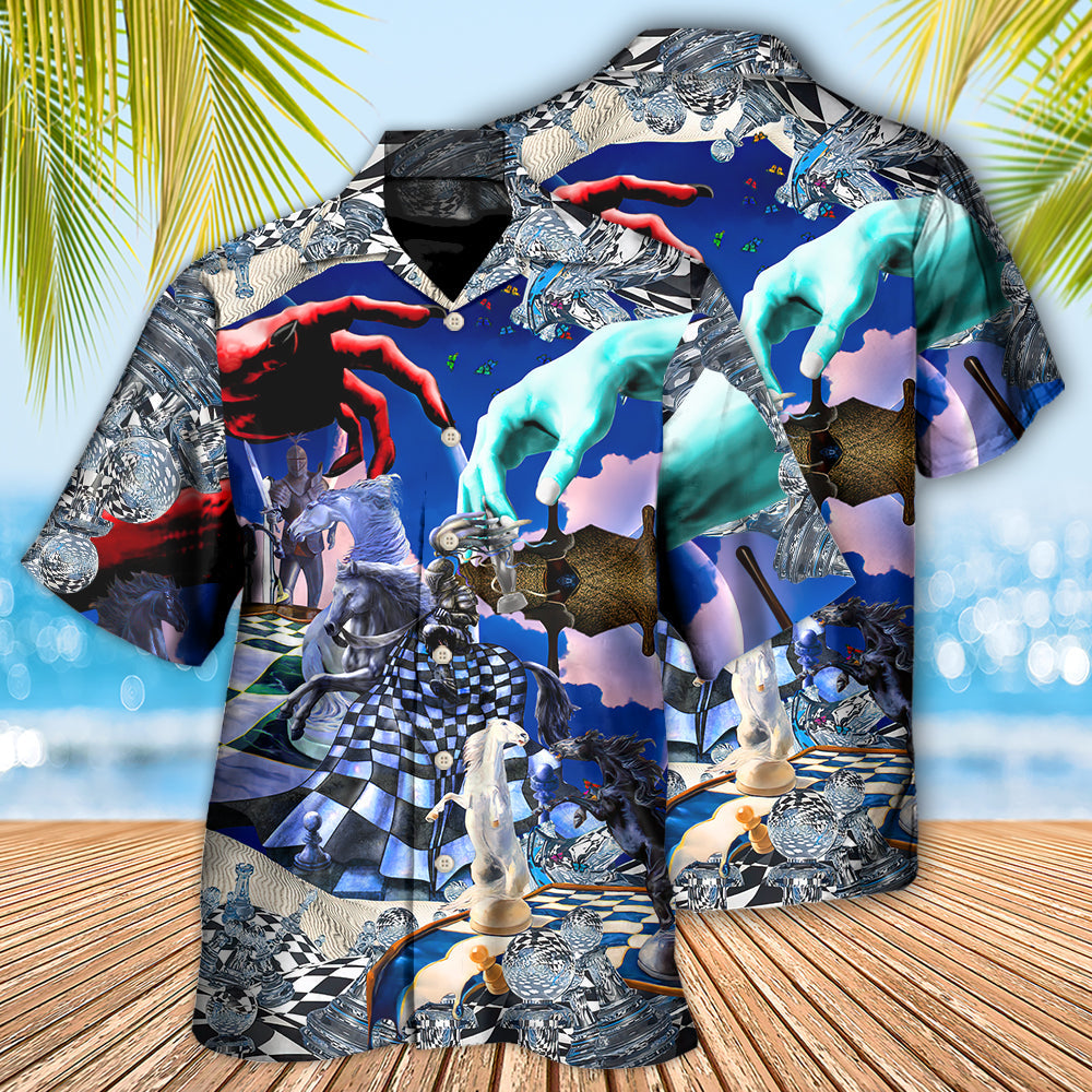 Epic Chess Match Light Vs Darkness Art – Hawaiian Shirt