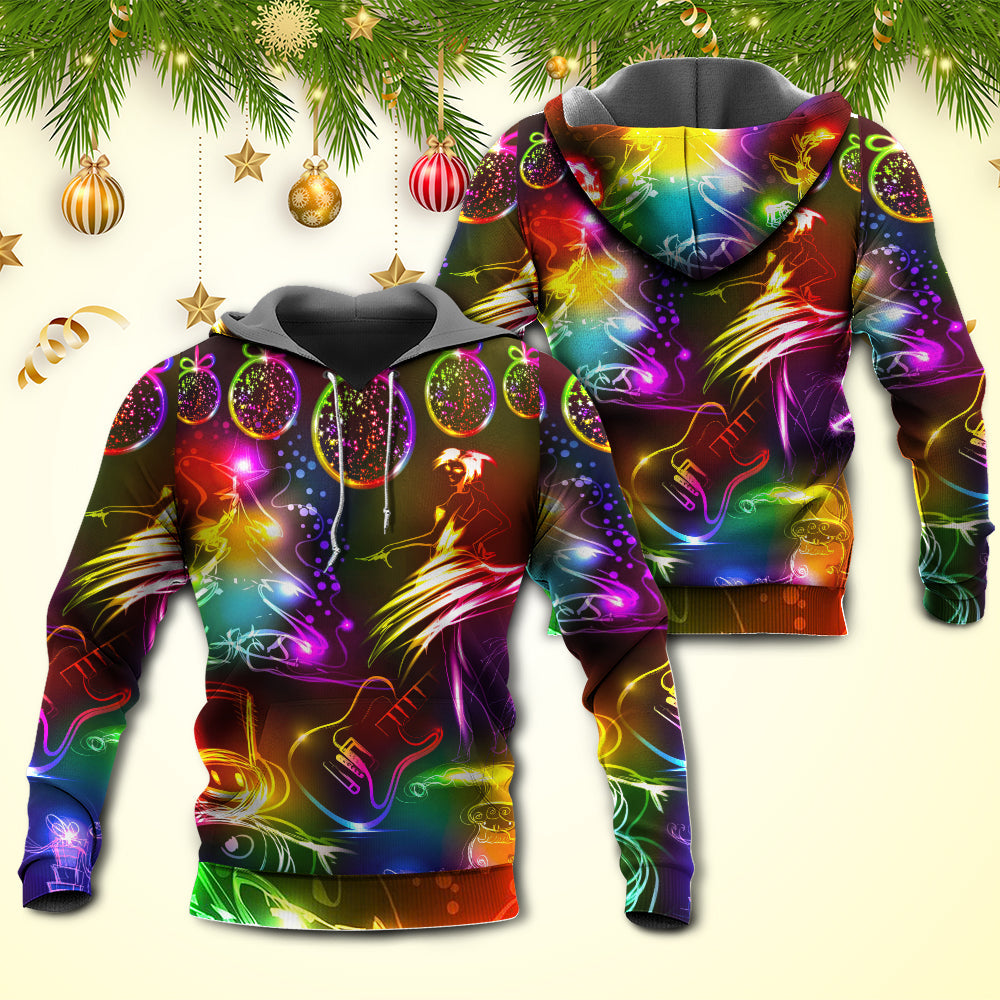 Christmas Dancing Snowman Tree Neon Light Art – 3D Hoodie