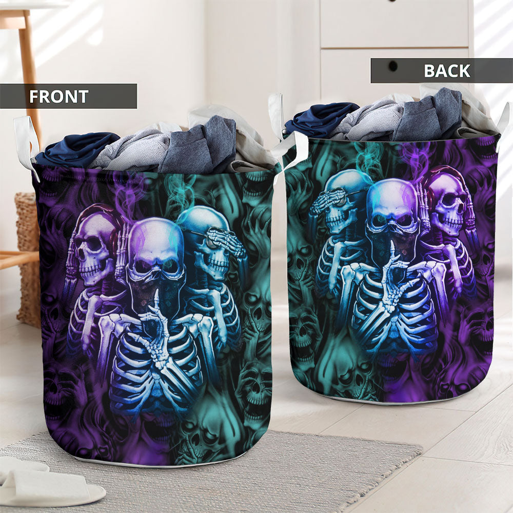 Skull Neither Hear Nor See - Laundry Basket - Owls Matrix LTD