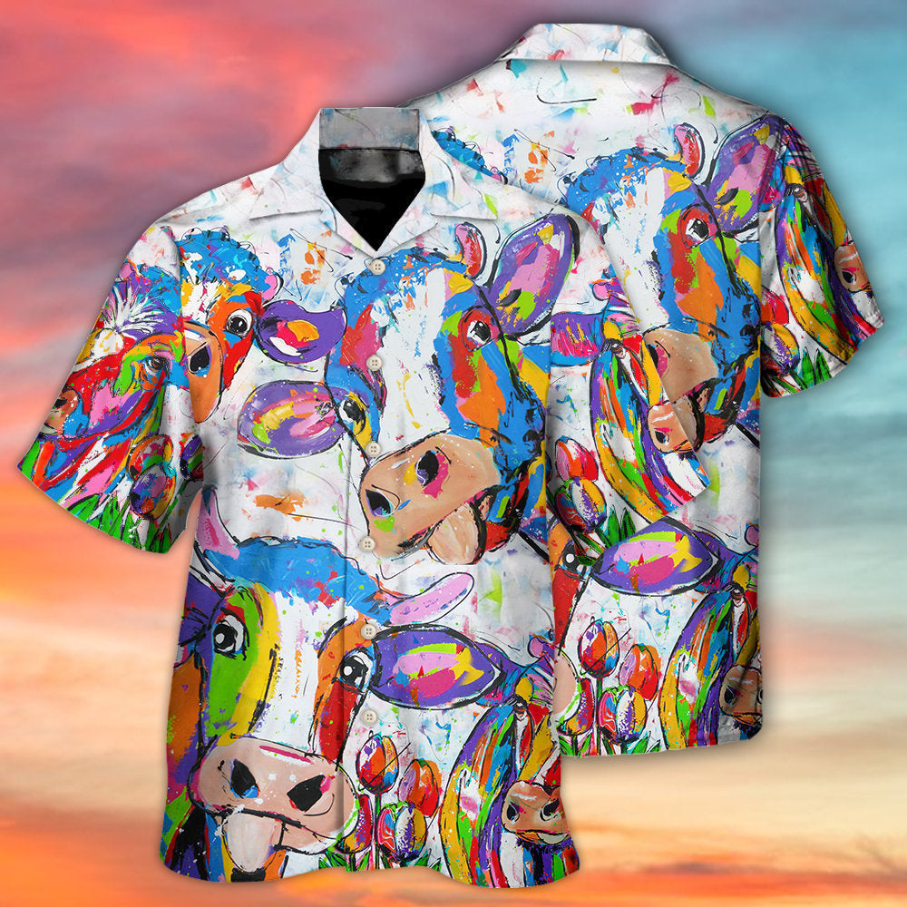 Funny Cow Colorful Farm Art – Hawaiian Shirt