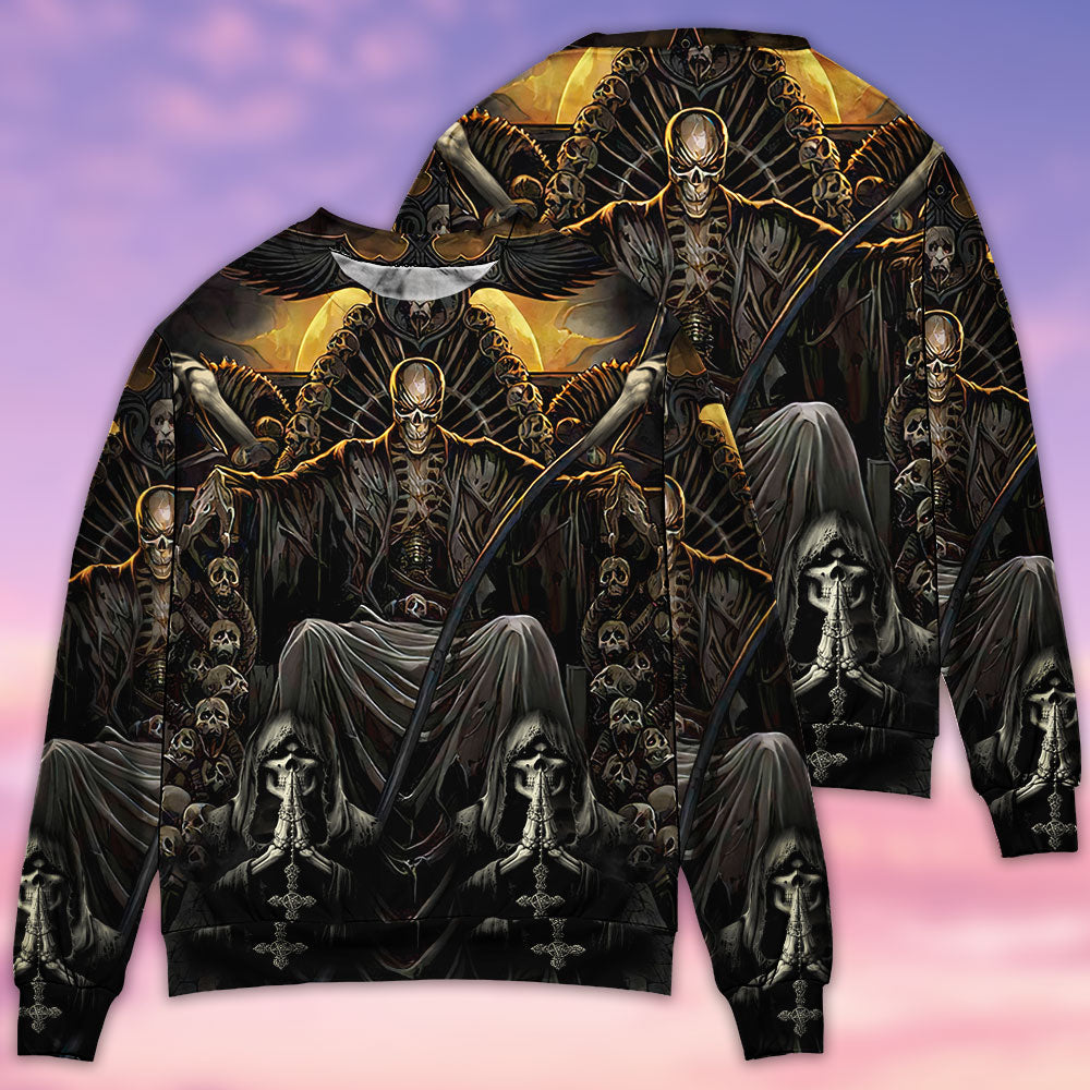 Dark Grim Skull Art Style – Sweater - Ugly Christmas Sweater