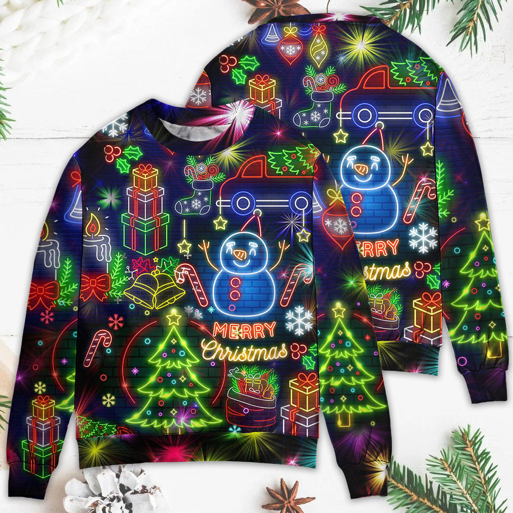 Christmas Bright Neon Lighting Art – Sweater - Ugly Christmas Sweater
