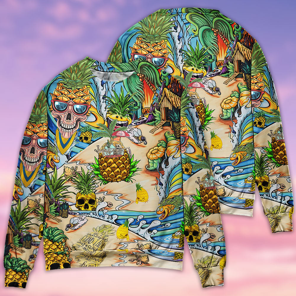 Pineapple Skull Tropical Art – Sweater - Ugly Christmas Sweater