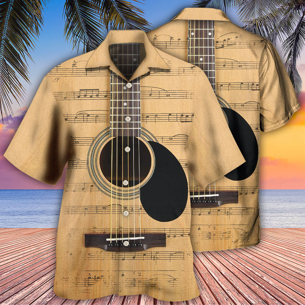 Retro Guitar Music Notes - Hawaiian Shirt