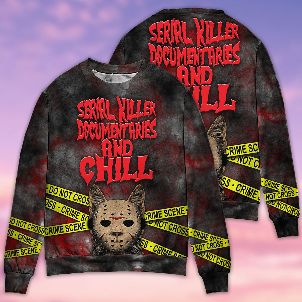 Cat Serial Killer Documentaries And Chill - Sweater - Ugly Christmas Sweaters - Owls Matrix LTD