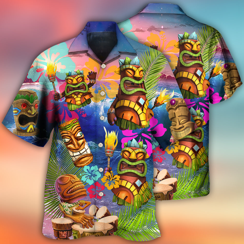 Aloha Tiki Happy Tropical Flowers – Hawaiian Shirt