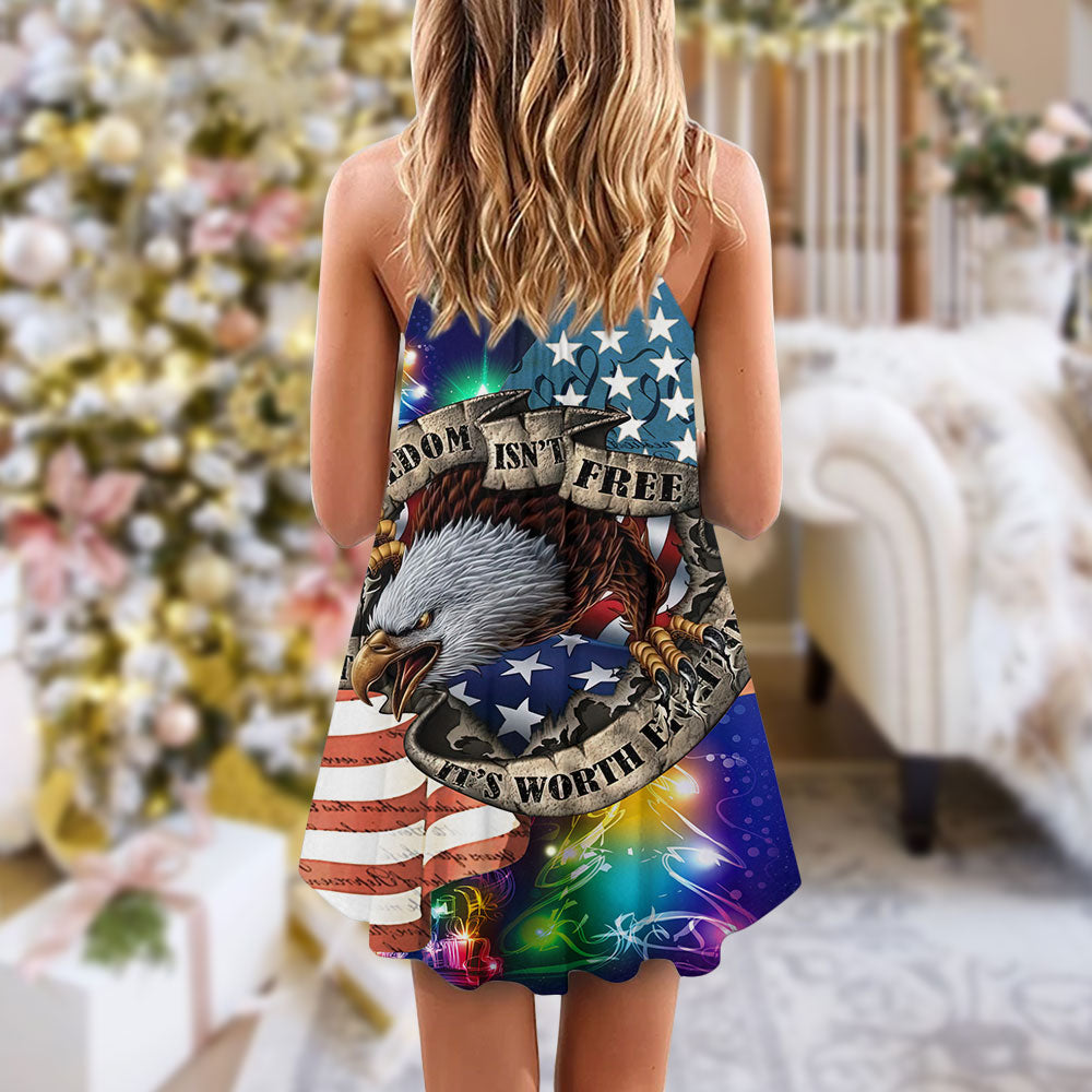 Freedom Christmas Patriotic Theme – Women's Summer Sleeveless V-Neck Camisole Dress