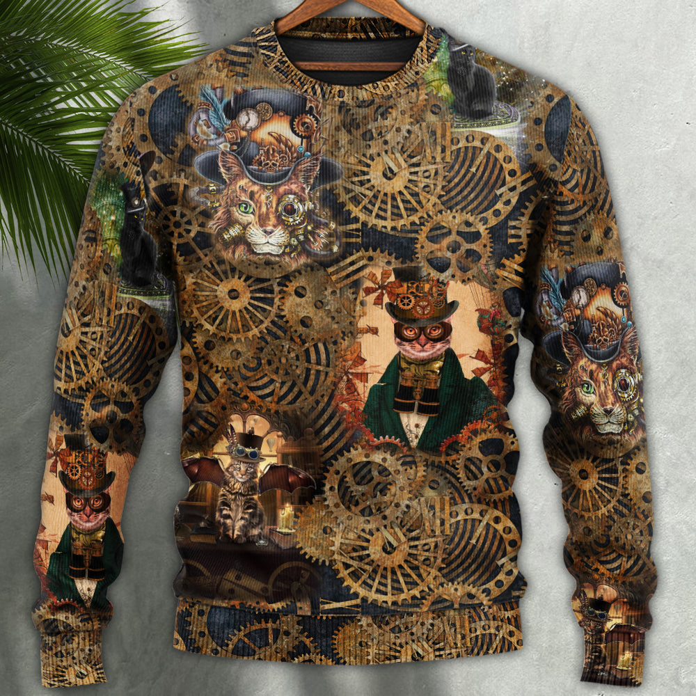 Vintage Cat Love Machine Art – Sweater - Ugly Christmas Sweater