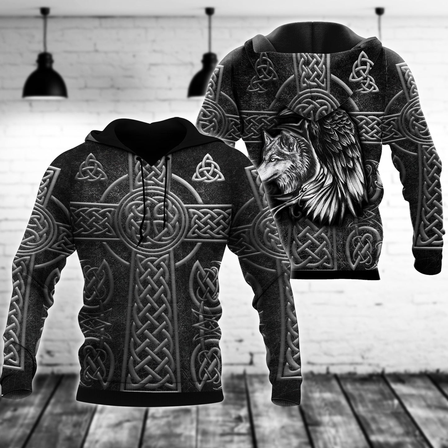 Viking Raven And Wolf Art – 3D Hoodie