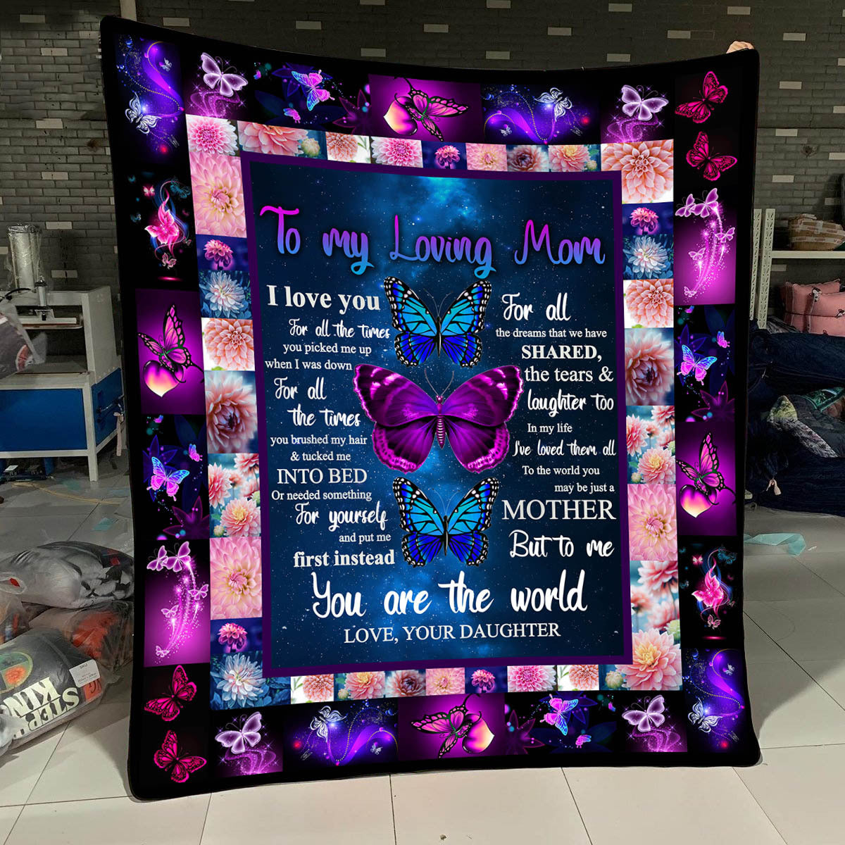 Butterfly To My Mom Flannel Blanket For Living Room And Bedroom Styling