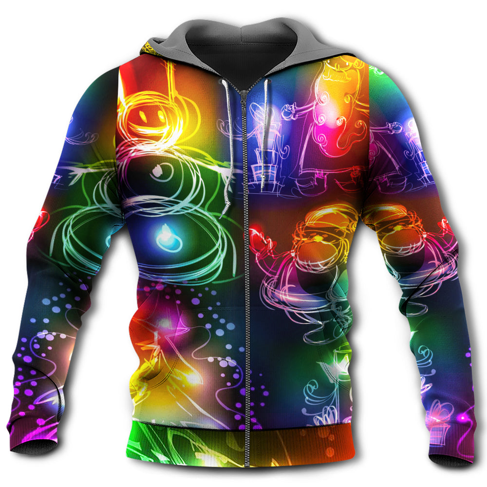 Christmas Snowman Tree Neon Light Art – 3D Hoodie