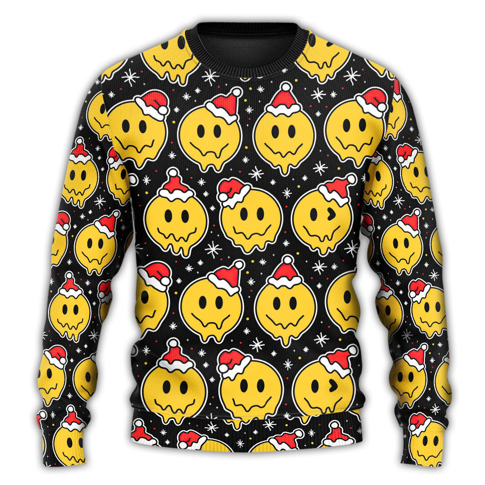 Christmas Smile Happy Face Santa Hat – Sweater - Ugly Christmas Sweater