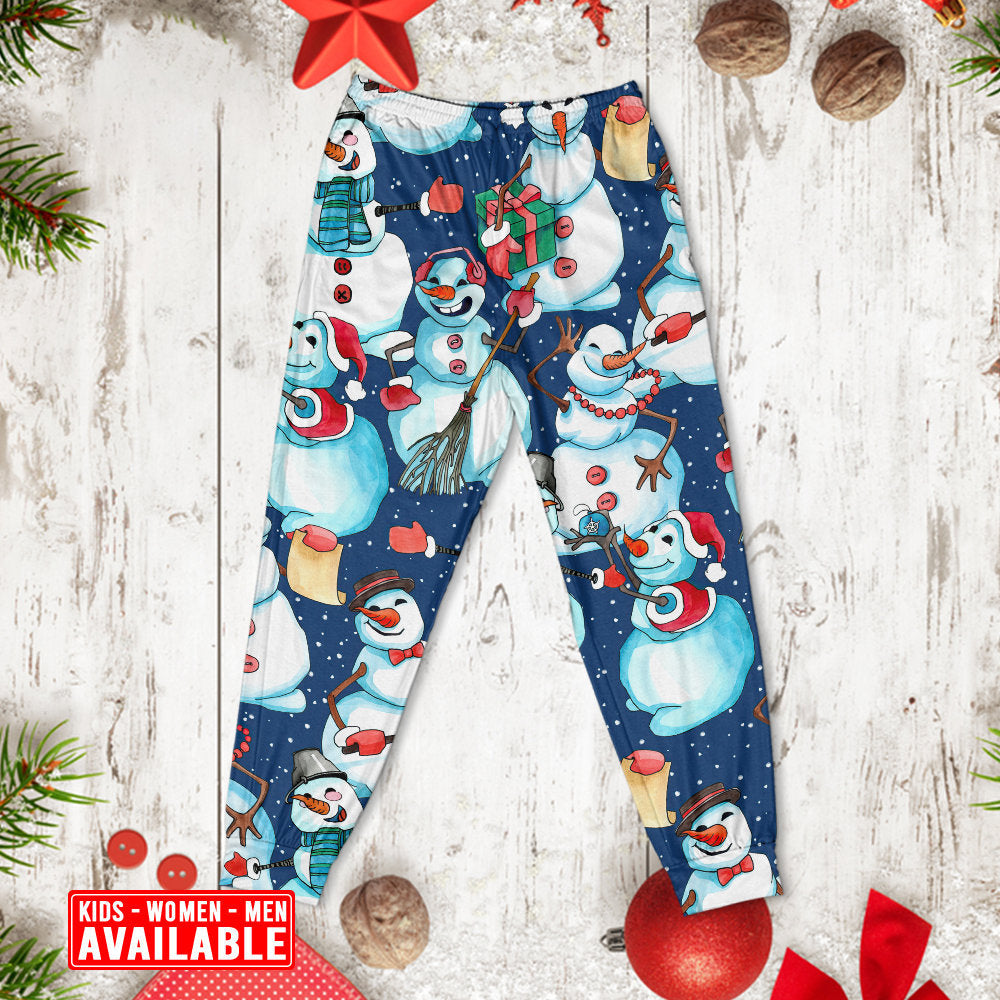 Christmas Happy Snowman Xmas - Pajamas Long Sleeve - Owls Matrix LTD