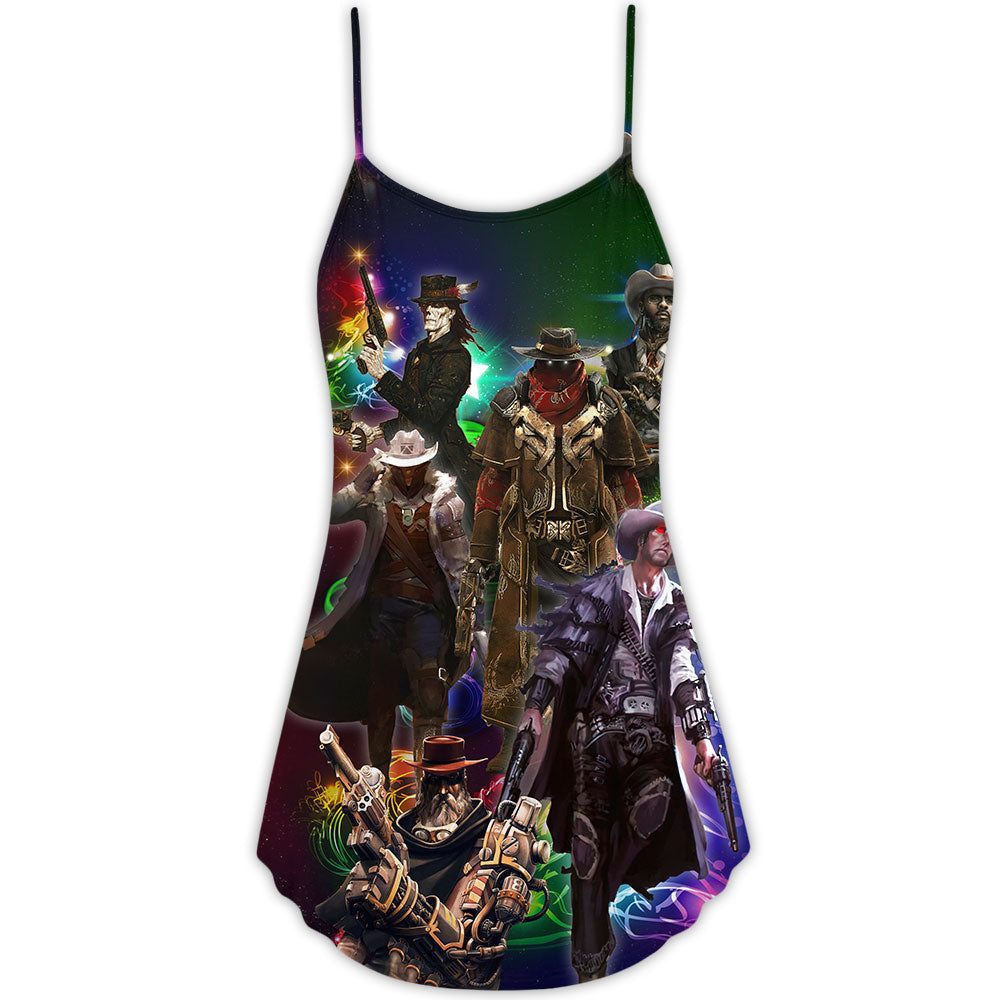 Cowboy Band Merry Christmas – Women's Summer Sleeveless V-Neck Camisole Dress