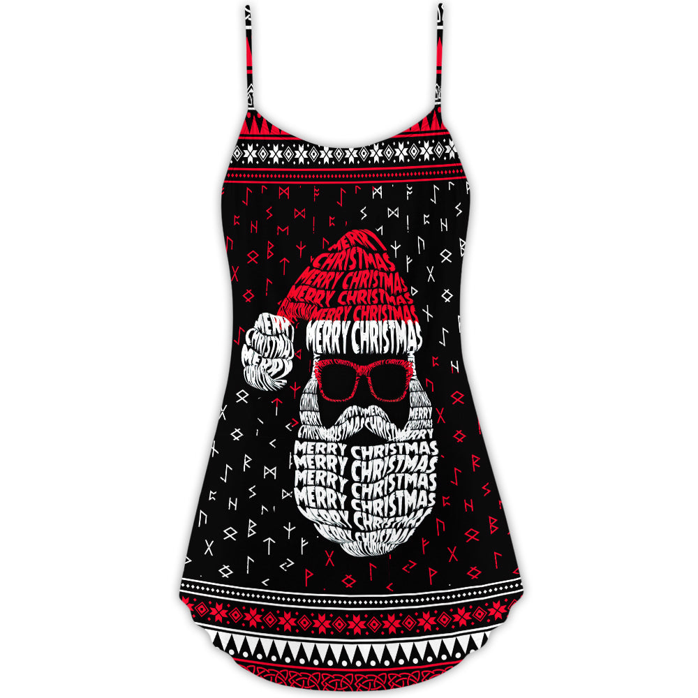 Christmas Santa Retro Nordic Pattern – Women's Summer Sleeveless V-Neck Camisole Dress