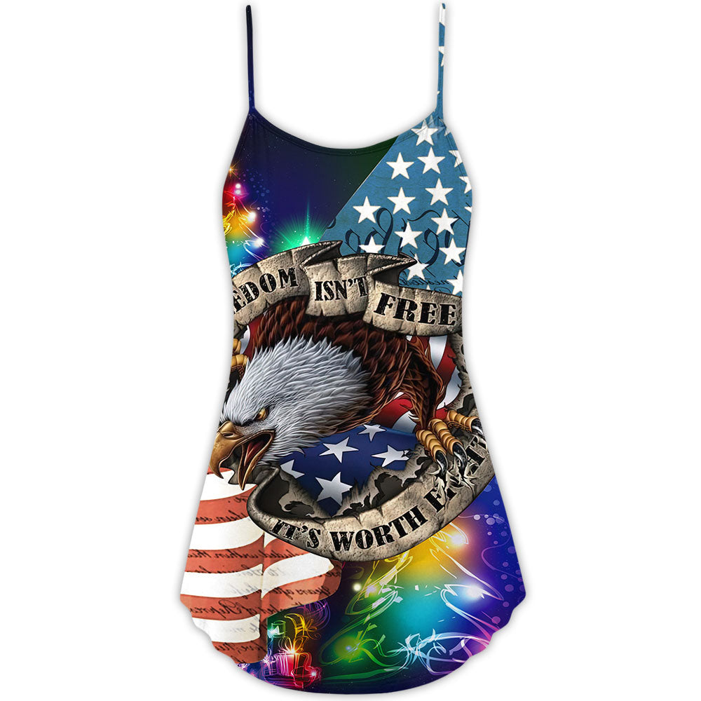 Christmas Freedom Holiday Theme – Women's Summer Sleeveless V-Neck Camisole Dress