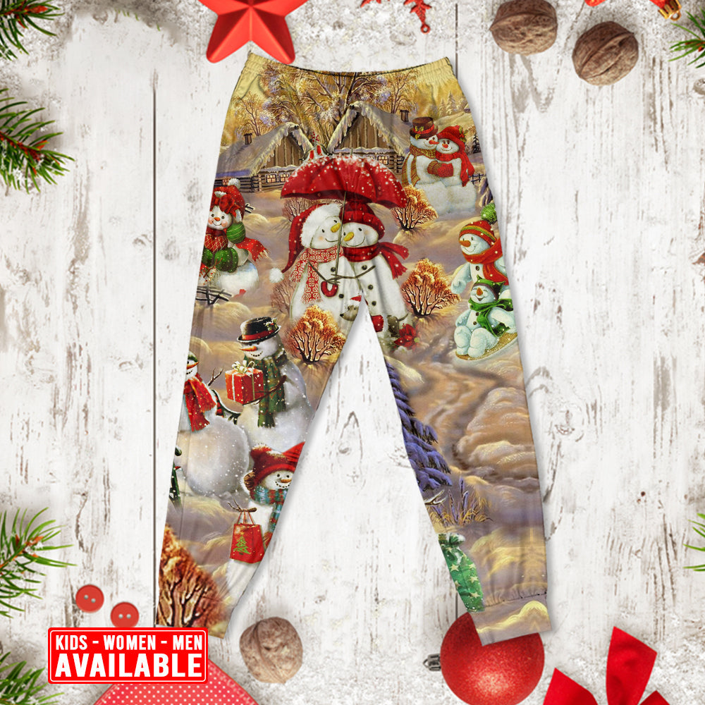 Christmas Snowman Couple Love Xmas - Pajamas Long Sleeve - Owls Matrix LTD