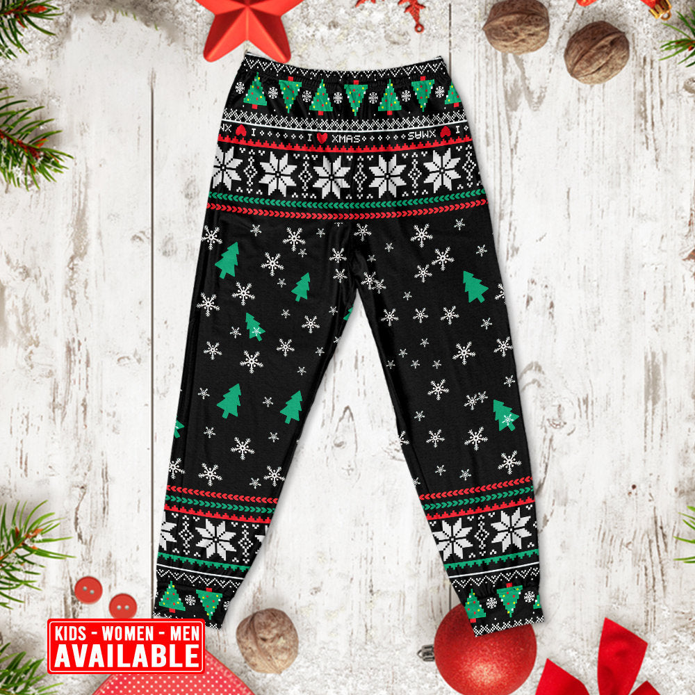 Christmas Skull Wearing Santa Claus Hat And Sweat Candy - Pajamas Long Sleeve - Owls Matrix LTD