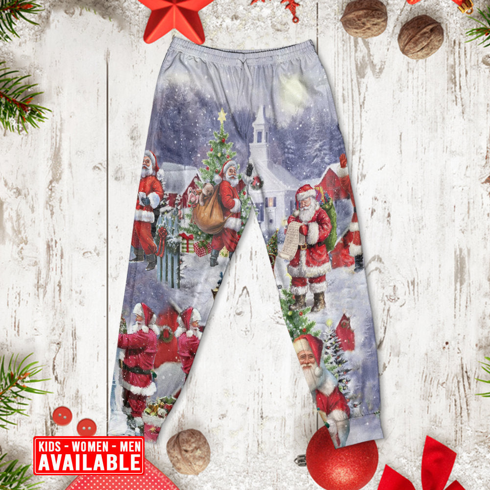 Christmas Merry Xmas Santa Claus Is Coming - Pajamas Long Sleeve - Owls Matrix LTD