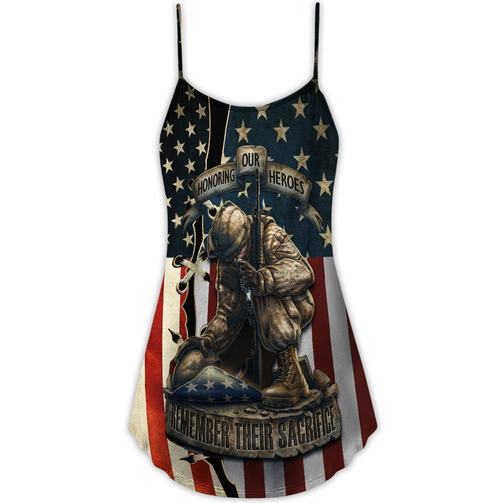 Honoring Our Heroes Tribute – Women's Summer Sleeveless V-Neck Camisole Dress