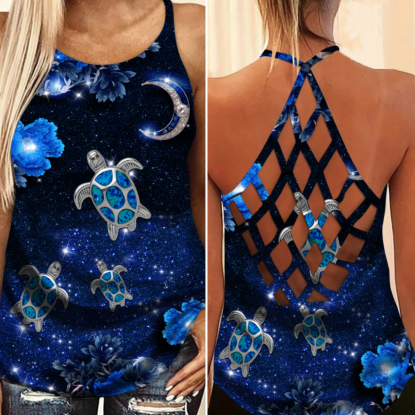 Turtle Swimming To The Moon Limited Edition 4 – Hollow Tank Top