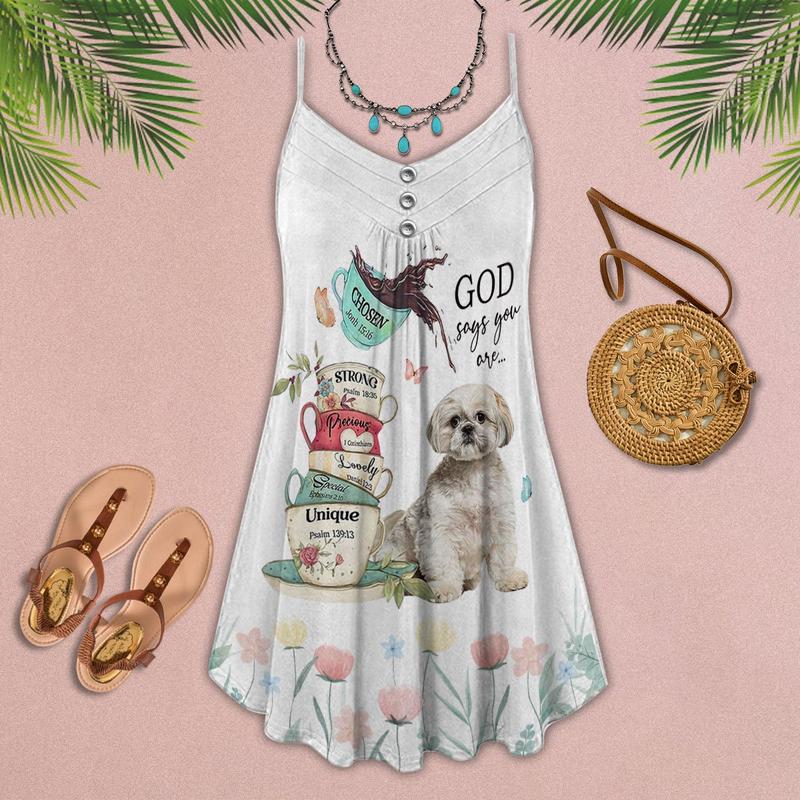 Dogs God Say You Are Faith Limited – Women's Summer Sleeveless V-Neck Camisole Dress