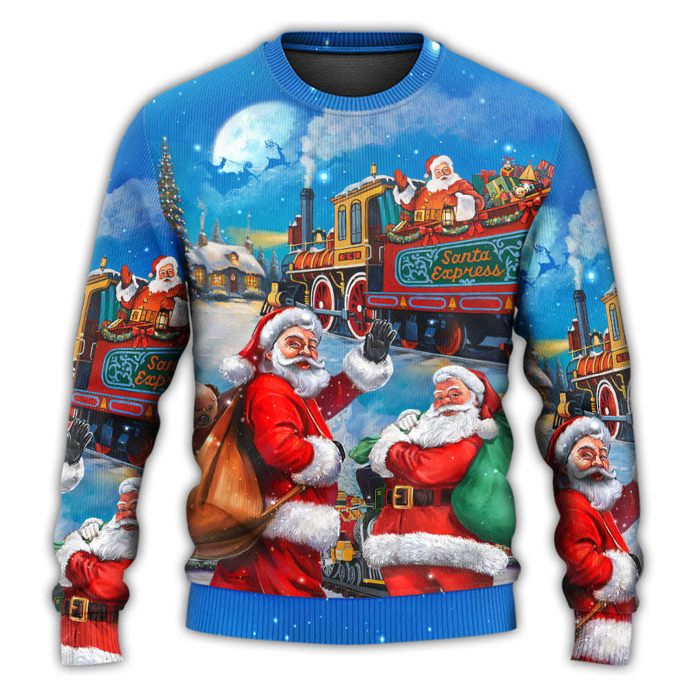 Christmas Santa Train Gift Art Style – Sweater - Ugly Christmas Sweater