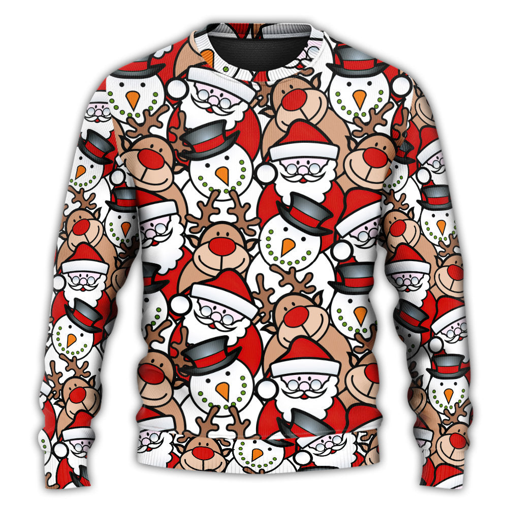 Christmas Cute Santa And Reindeer – Sweater - Ugly Christmas Sweater