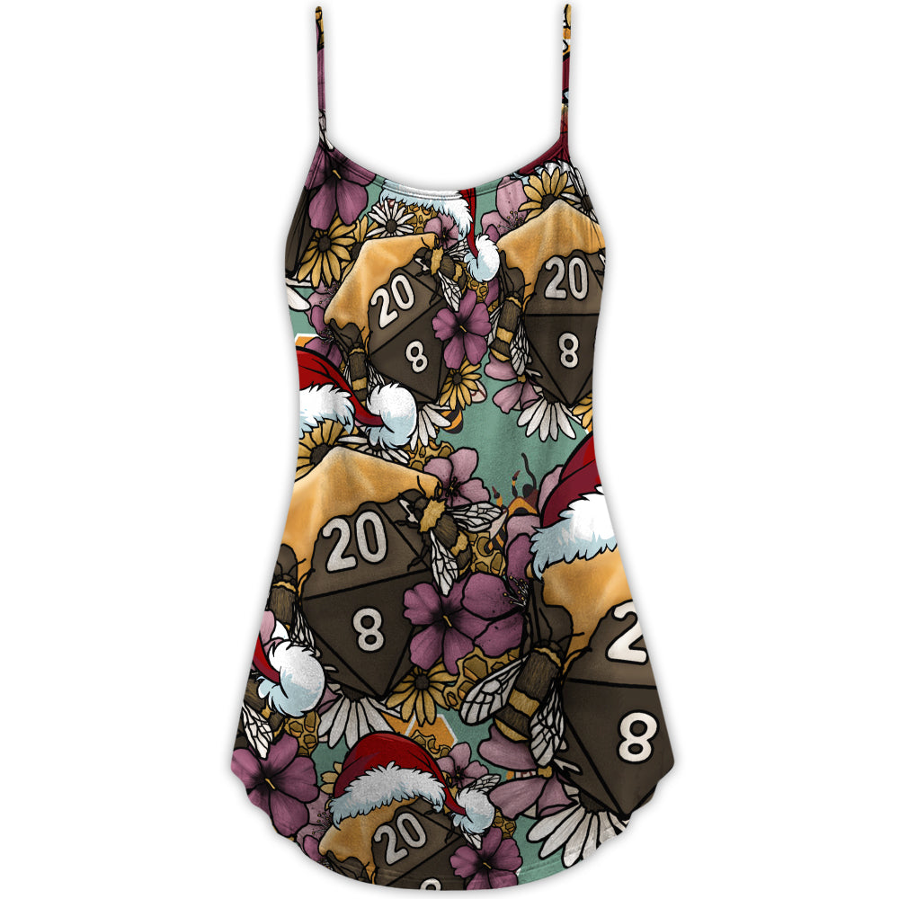 Christmas Honey Bee Dice Holiday Vibe – Women's Summer Sleeveless V-Neck Camisole Dress