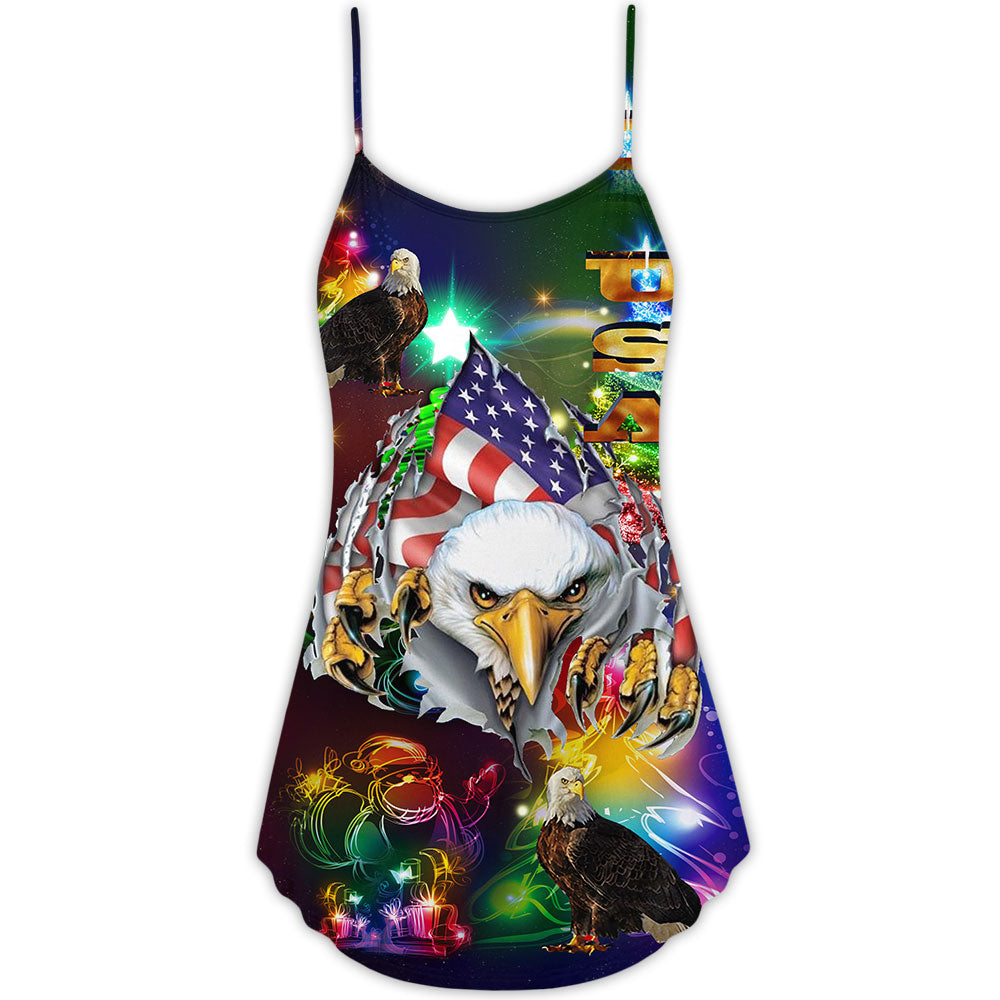Christmas Eagle Love Freedom – Women's Summer Sleeveless V-Neck Camisole Dress