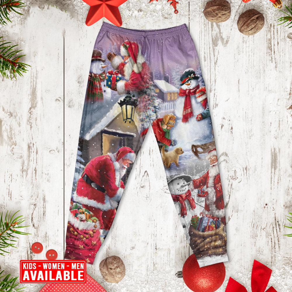 Christmas Santa Claus Build Snowman Gift For You - Pajamas Long Sleeve - Owls Matrix LTD