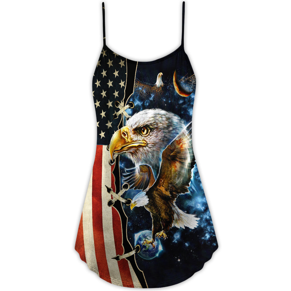 Galaxy Eagle Wildlife – Women's Summer Sleeveless V-Neck Camisole Dress