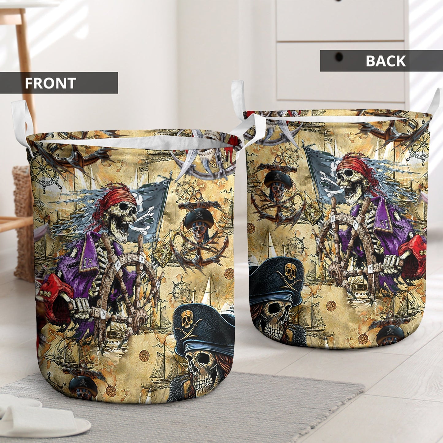 Skull Amazing Pirate Hunting - Laundry Basket - Owls Matrix LTD