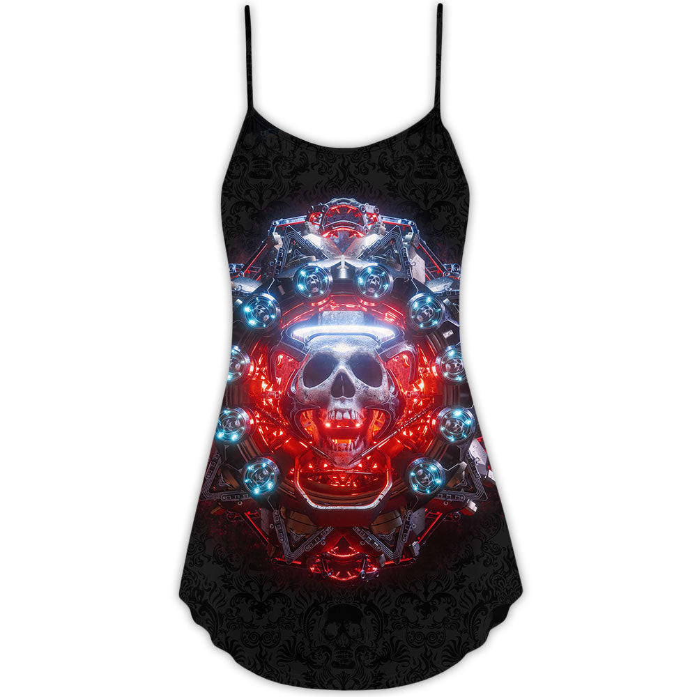 Skull Electric Dream Bold – Women's Summer Sleeveless V-Neck Camisole Dress