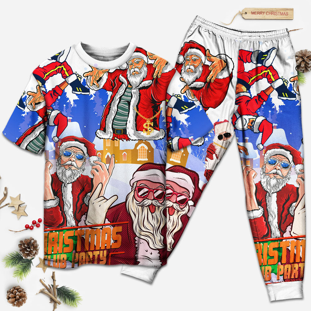 Christmas Santa Dances Like A Star - Pajamas Short Sleeve - Owls Matrix LTD