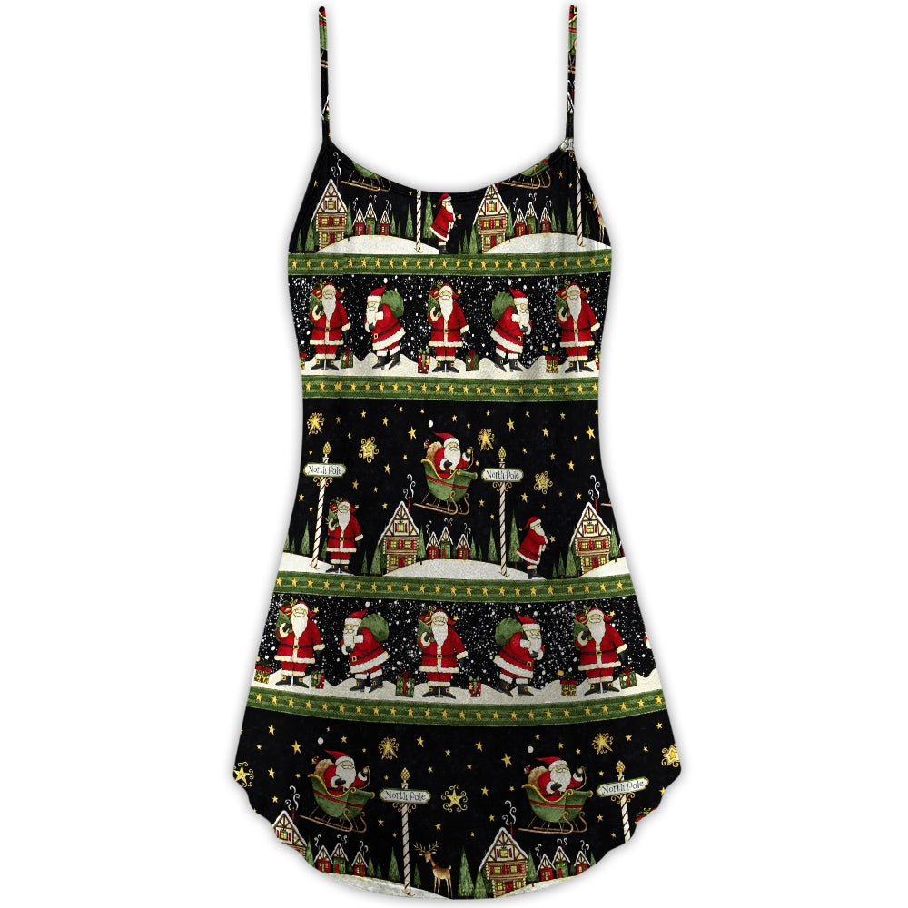 Christmas Santa Big Night – Women's Summer Sleeveless V-Neck Camisole Dress